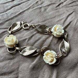 Vintage 12K GF bracelet white roses